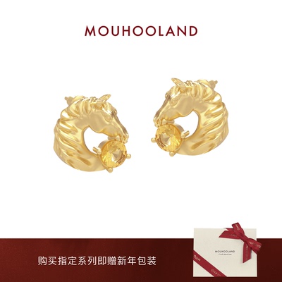 Mouhooland/暮后之地马年限定系列马头环形耳钉925银针耳饰小众