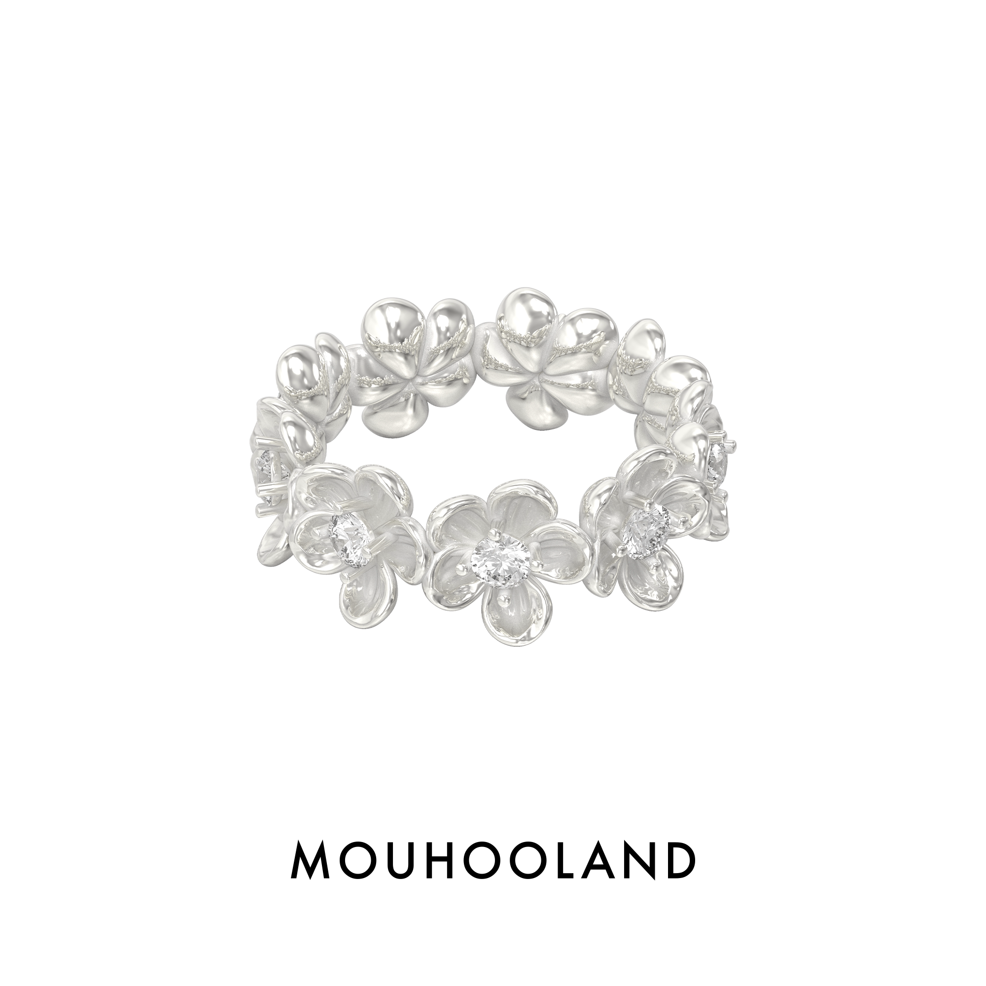 Mouhooland/暮后之地山楂花戒指情侣款食指戒925银锆石戒小众设计