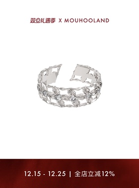 Mouhooland/暮后之地镂空花镜戒指925银情侣款食指戒小众设计指环