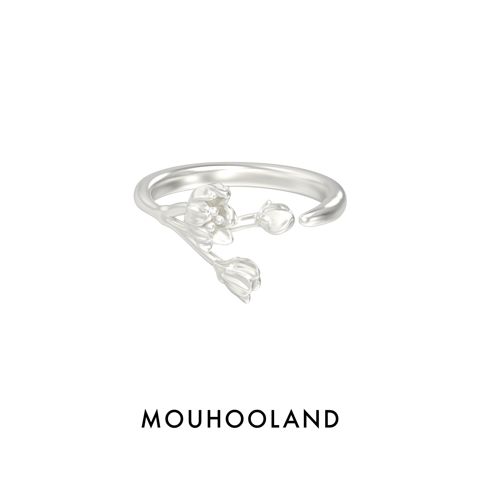 Mouhooland/暮后之地新艺术系列花枝开口戒指小众设计指环情侣款