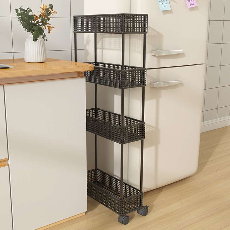 夹缝收纳柜置物架小推车书架超窄多层简易铁艺落地门后薄款绘本架