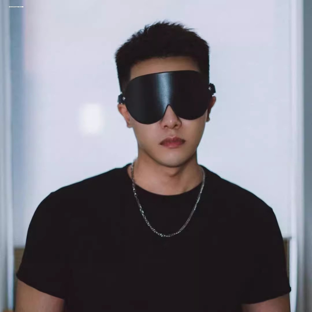 眼罩情趣性感黑色遮光蒙眼女友情调拍照道具铆钉皮革睡眠情侣眼罩