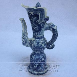 手工制作工艺品青花酒壶复古明清陶瓷瓷器家居摆件
