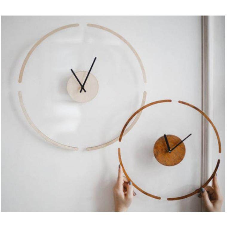 外贸爆款创意透明悬浮挂钟现代简约木制挂表家居装饰wallclock