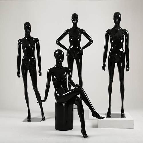 商场服装店专用玻璃钢模特头高档亮光橱窗黑色仿真人黑亮闪亮