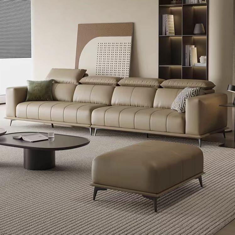 小户型现代简约家用客厅直排钢琴键沙发组合发超纤皮功能头枕沙发