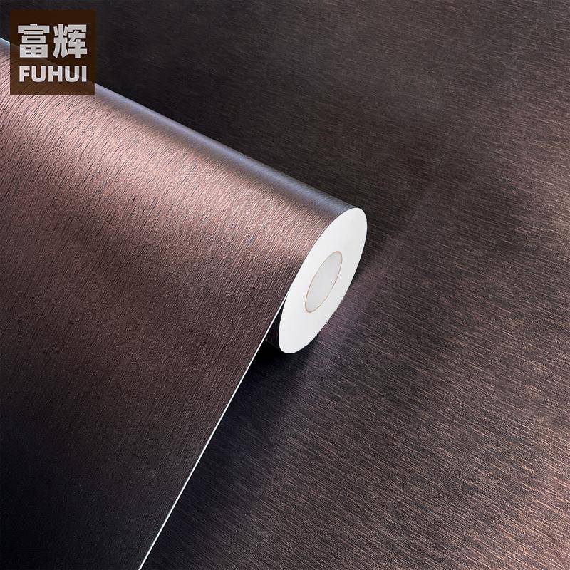 加厚黑铜色拉丝贴膜PVC自粘波音软片家具翻新贴仿金属装饰贴批