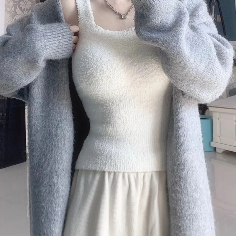 毛绒小背心！保暖背心女秋冬吊带