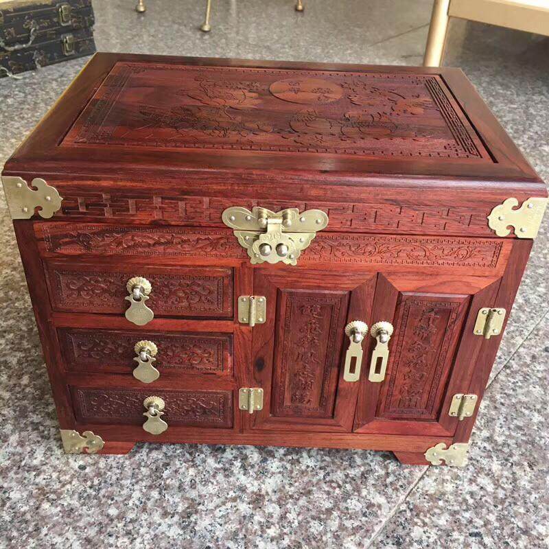 复古中国风红酸枝百年好合首饰珠宝箱木质首饰盒婚庆送礼