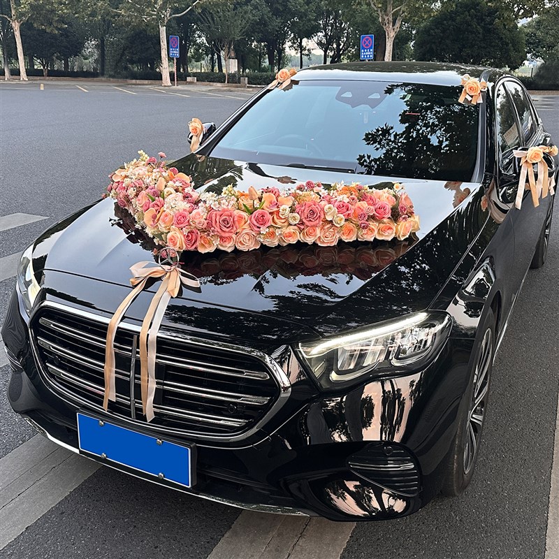 婚车装饰车头花结婚专用喜字贴拉花囍字车队车贴迎亲静电贴全套