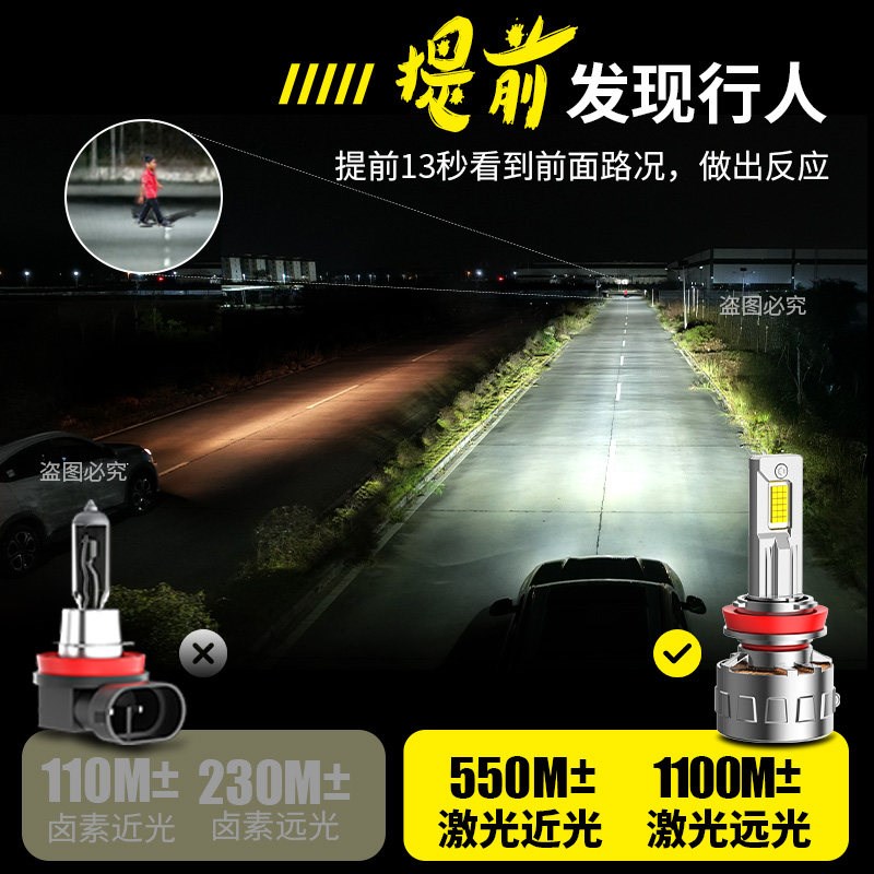 适用江铃域虎5皮卡led大灯近远光汽车改装强光超亮白光激光前灯泡