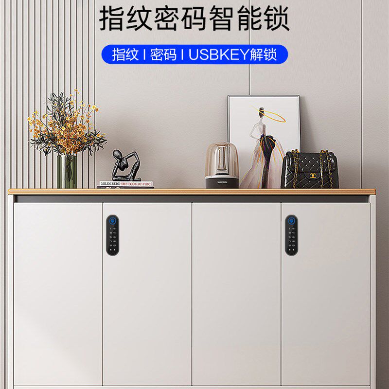 门外鞋柜指纹密码锁抽屉锁家用门口更衣柜锁入户智能家具锁条形锁