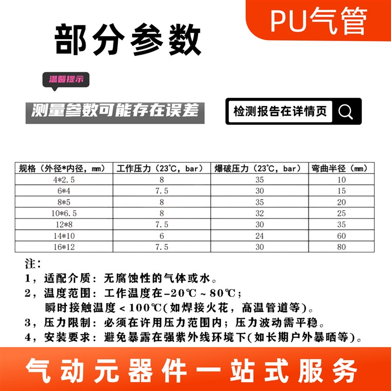 PU气管 气动软管 高压气管 85 106.5 128 空压机气泵软管