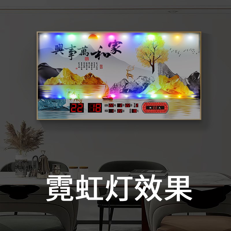 数码万年历电子钟2025新款时钟挂墙钟表客厅壁挂家用时尚日历挂钟
