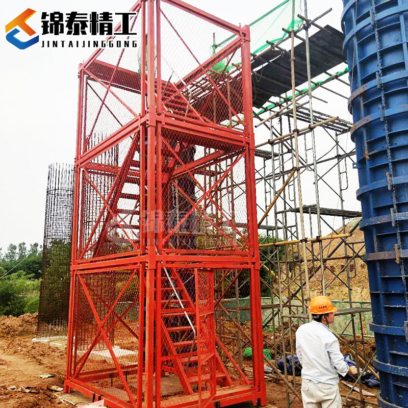 基坑墩柱安全爬梯笼Z型加强型安全爬梯方管梯笼桥梁施工香蕉式梯