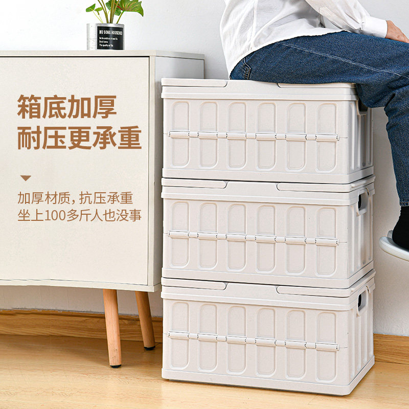 可折叠手提收纳箱子书籍书本塑料盒车载整理学生宿舍家用储物筐