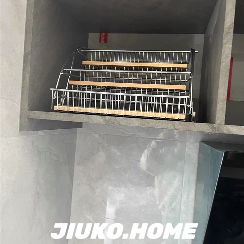 JIUKO 厨房下拉式置物架架升降免钉置物架厨房便捷整理架储物架