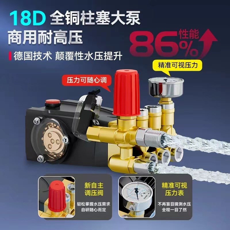 黑猫超高压清洗机泵头商用洗车机总成加湿泵机头陶瓷柱塞泵铜配件