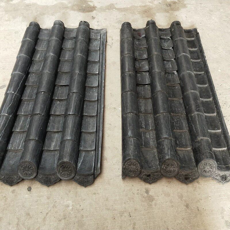 徽派园林中式仿古瓦勾头连滴水一体成型青瓦质感古建装饰檐口瓦片