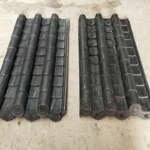 徽派园林中式仿古瓦勾头连滴水一体成型青瓦质感古建装饰檐口瓦片