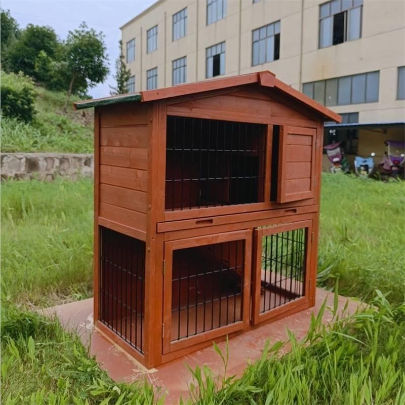 户外木制兔笼子防雨双层兔舍兔窝家用粗铁丝网仓鼠笼兔房子宠物屋