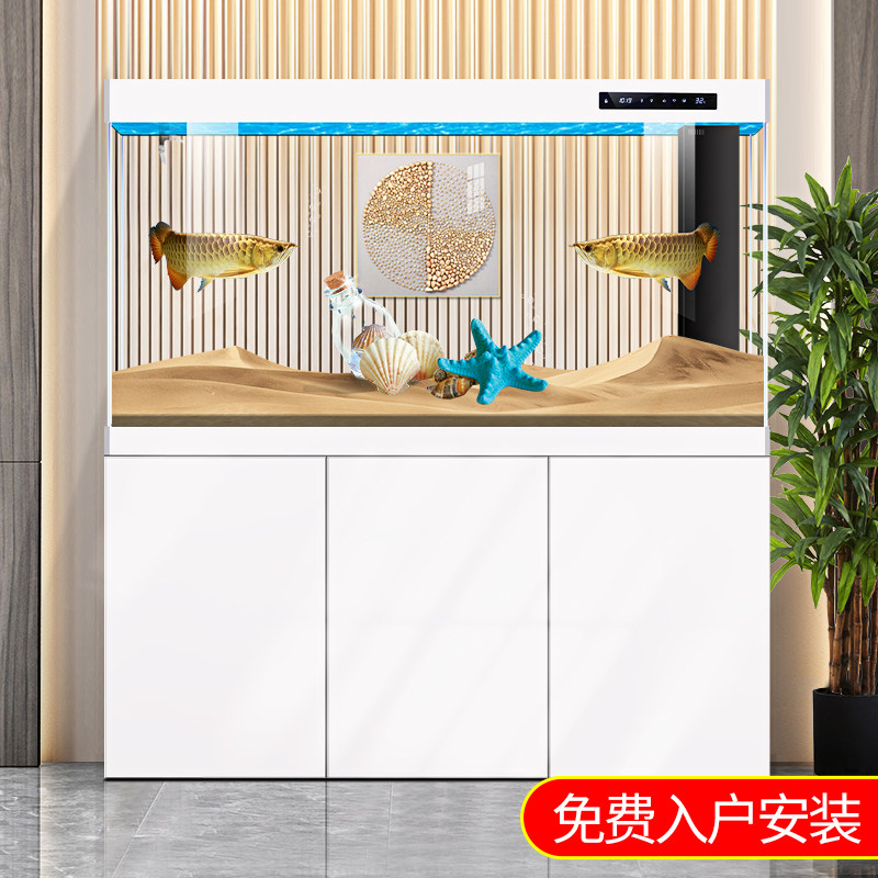 鱼缸底滤家用客厅2026新款落地龙鱼缸大型超白生态隔断屏风水族箱