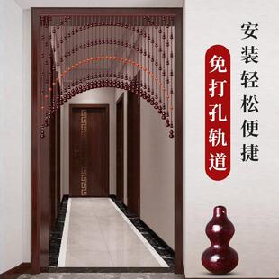 门帘串珠财神玛瑙桃木隔断帘化解卧室对门免打孔挂帘 珠帘2024新款