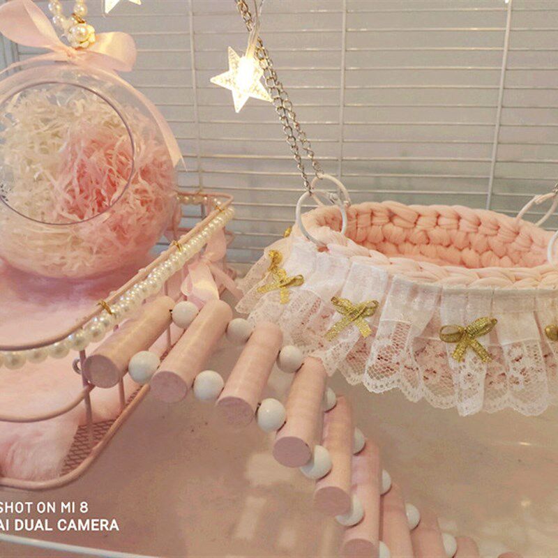 仓鼠编织吊篮蜜袋鼯吊床金丝熊秋千刺猬摇篮窝仓鼠用品基础笼平台