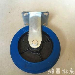 脚轮 静音手推车重型双弹力橡胶轮静音定向角铁轮子轴承8寸平板