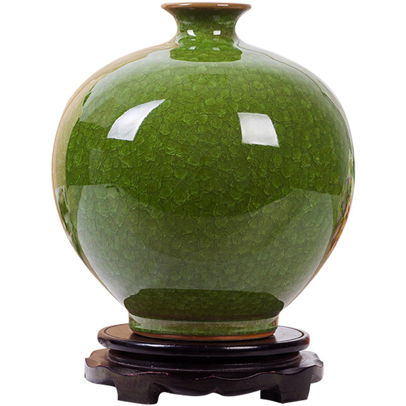 景德镇陶瓷器仿古官窑冰片裂纹釉花瓶现代家居饰品客厅工艺品摆件