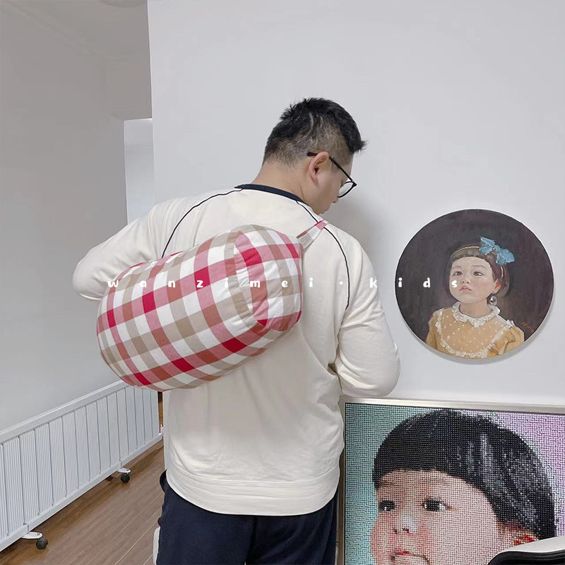 SASA的丸子妹58CM长定制抱枕加大版红格子抱枕PP棉枕头长条抱枕