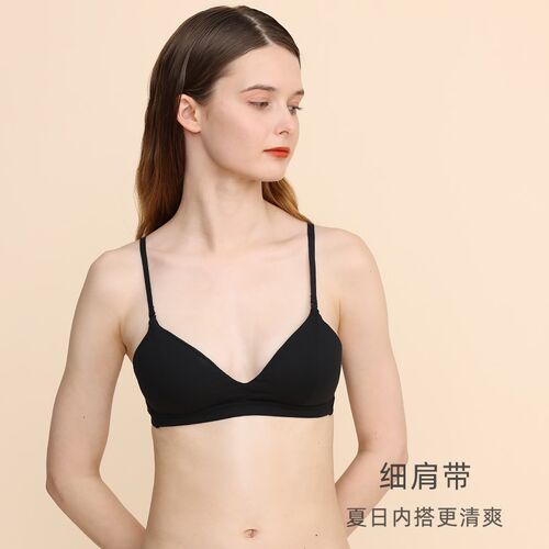 内衣女无钢圈小胸平胸文胸夏薄款法式三角杯显胸小少女pima棉胸罩