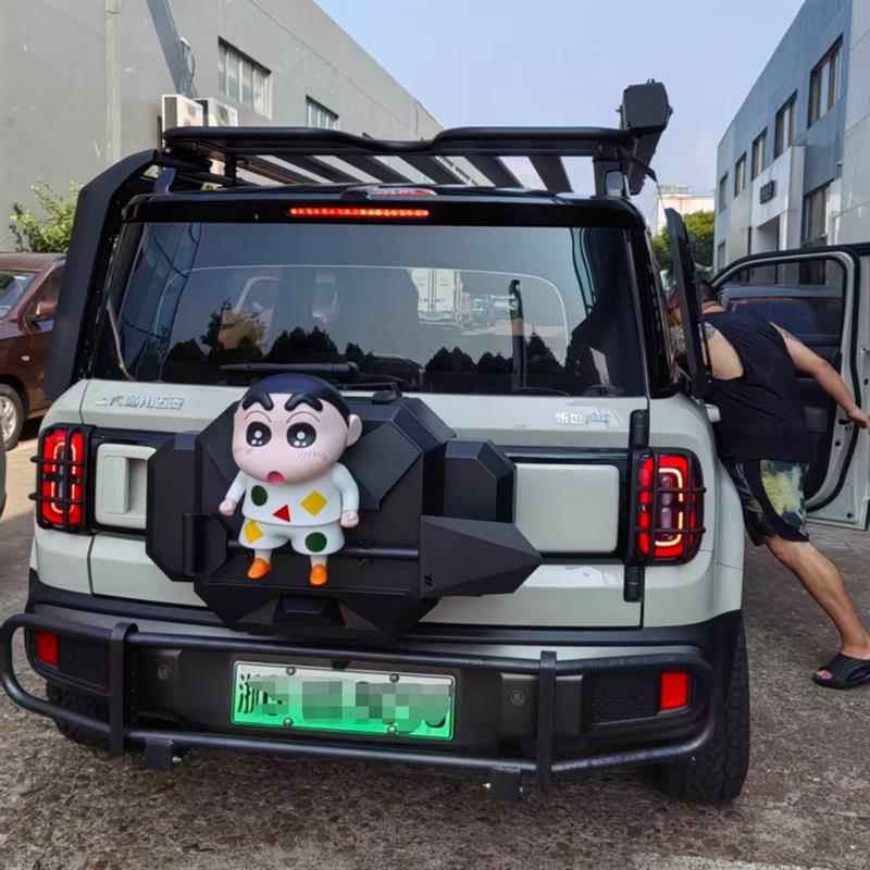 宝骏悦也plus尾门后书包车顶行李架平台改装侧爬梯书包机甲网配件图片