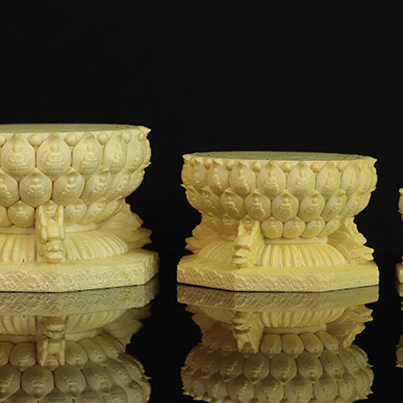 铭胜黄杨木桧木佛像神像莲花座万佛朝宗龙形底座居家饰品配件摆件
