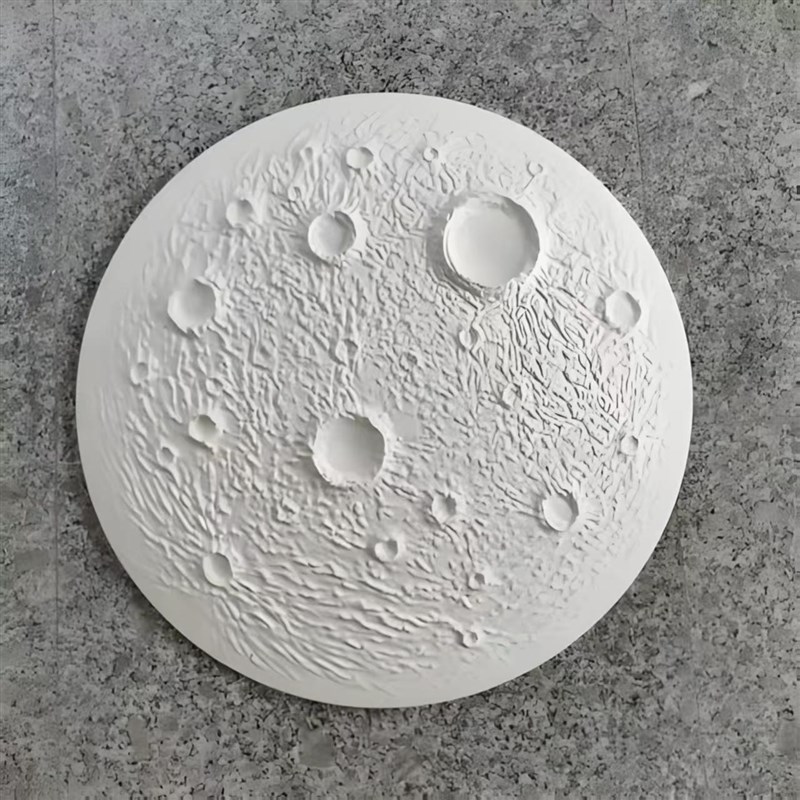 网红爆款3D立体月球石膏浮雕壁画背景墙月亮灯月球圆盘投射灯盘