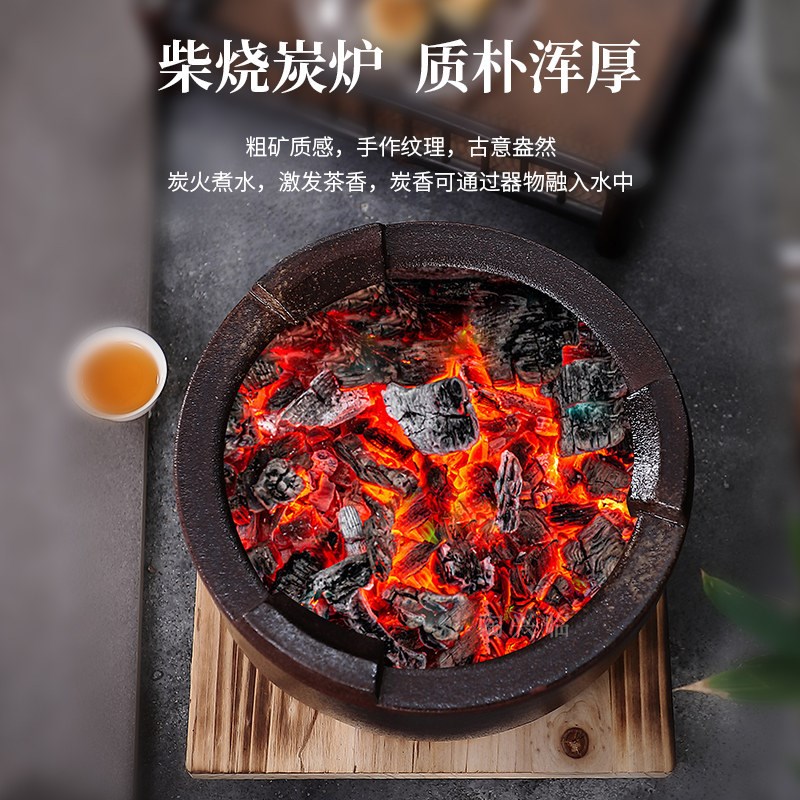 复古炭炉老式围炉煮茶器大号柴烧炭火炉明火陶土烧水炉风炉炭火炉