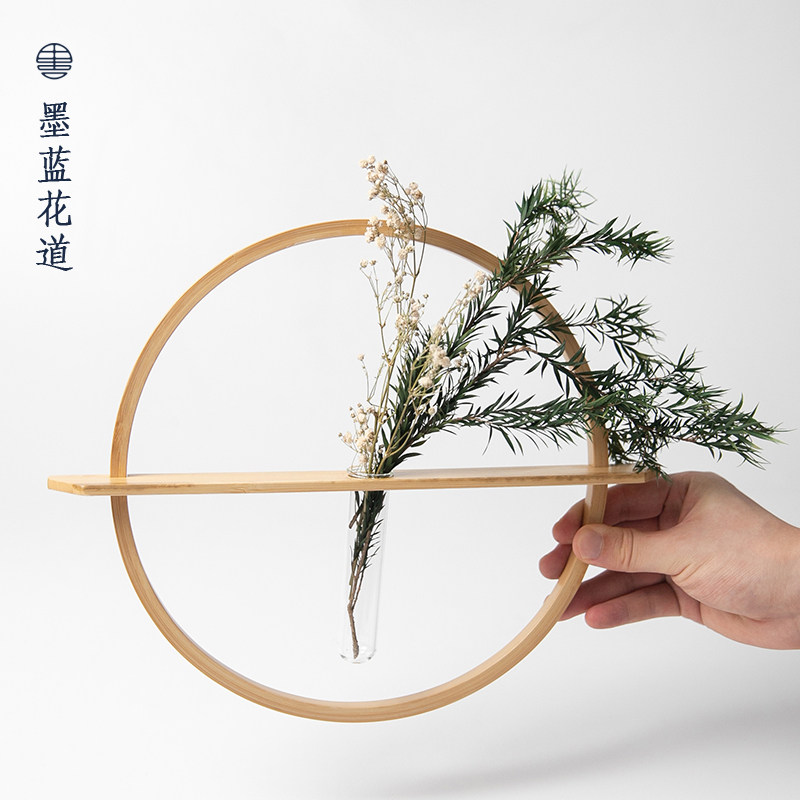 壁挂现代简约欧式插花木质壁挂花器客厅墙面装饰桌面花瓶摆件