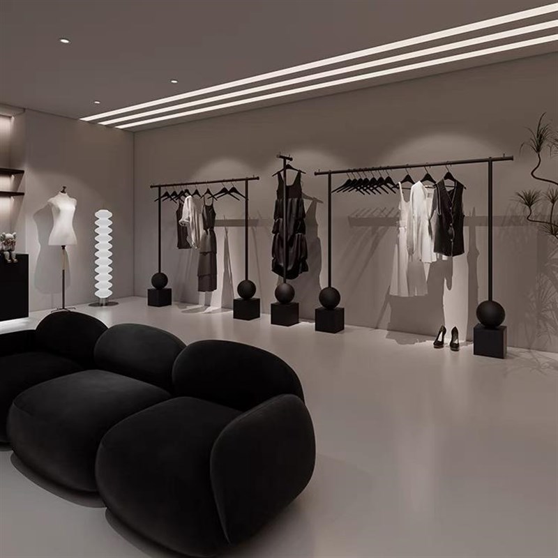 服装店展示架铁艺黑色落地服装架挂衣服架子女装店专用货架陈列架