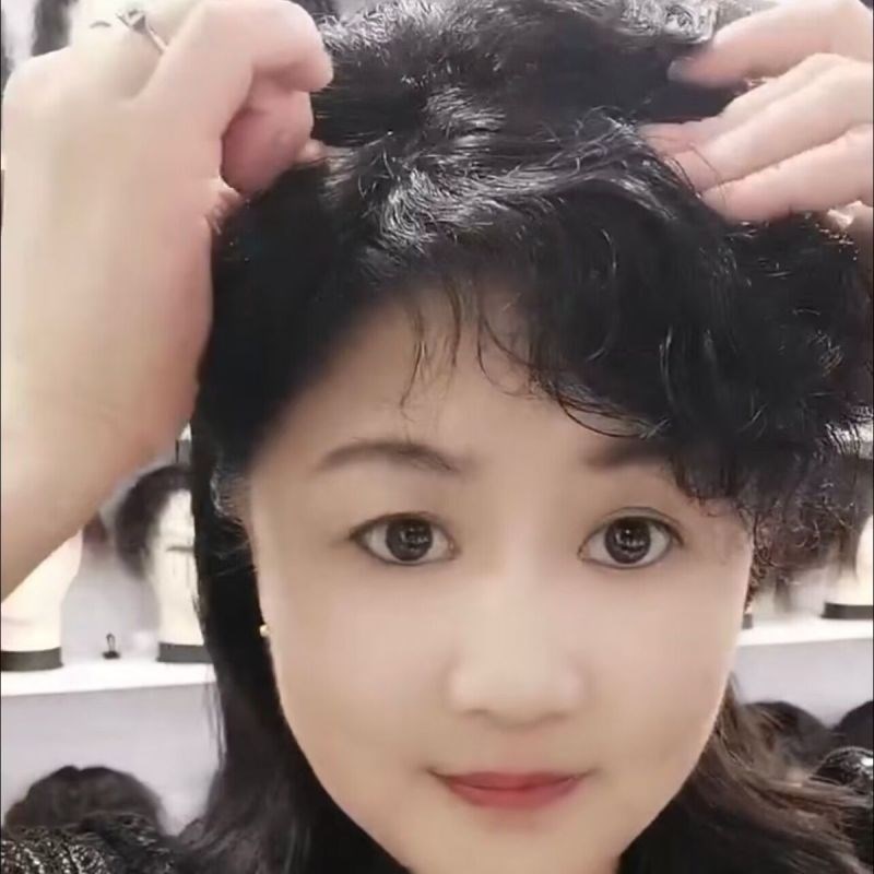 额头刘海假发真头发增厚洋气透气小片式假发片真卷发小卷补发