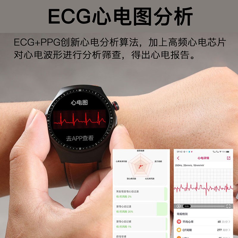 免扎针高精度无创测血糖血压尿酸血脂智能手表老人心率血氧心电图