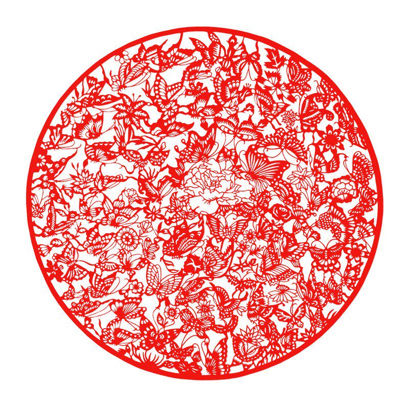 太经典了~纯手工剪纸作品中国风成品出国礼品送老外团花牡丹花鸟