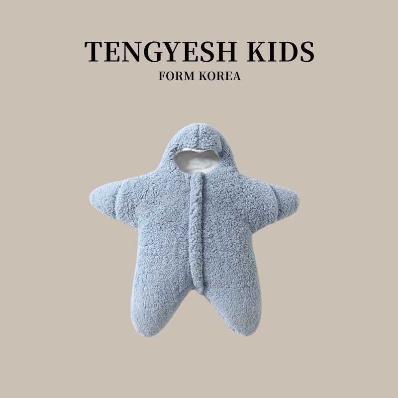 韩国TENGYESH婴儿海星睡袋加厚派大星抱被秋冬新生儿宝宝防踢包被