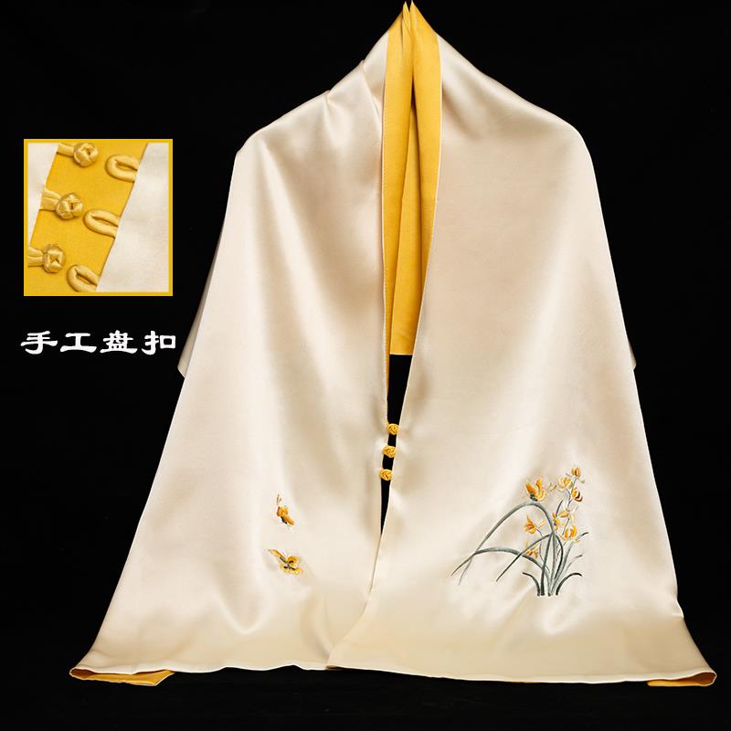 高档苏绣真丝披肩女士冬季桑蚕丝披肩中式婚礼旗袍礼服外搭披肩女
