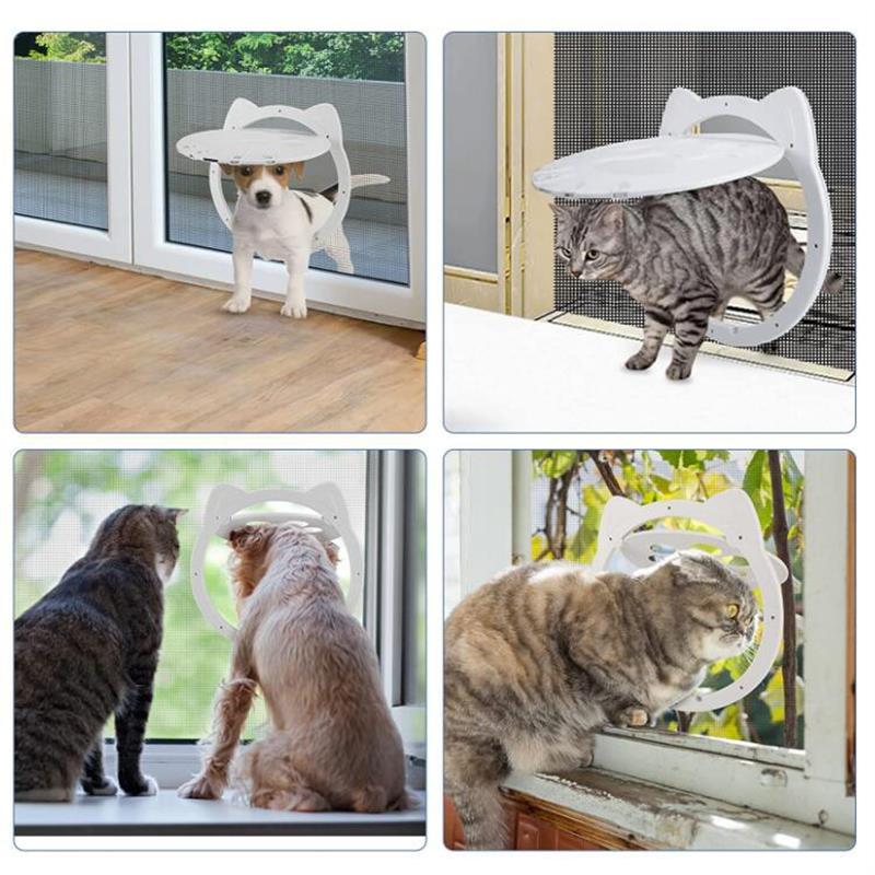 圆形宠物门门洞猫门自由进出门栏纱窗隔离门猫门双向静音