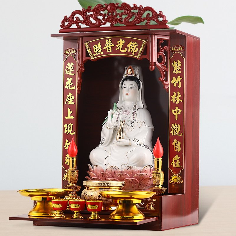 南海观音菩萨家用客厅供奉玉瓷坐莲观世音佛像陶瓷莲花座送子摆件