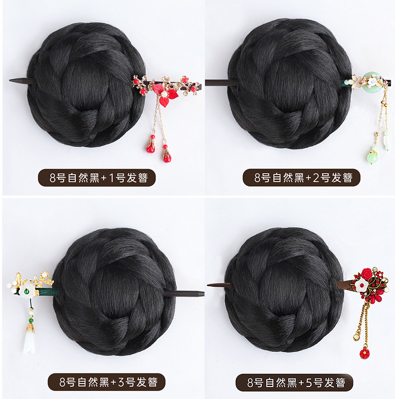 汉服发饰懒人发簪一体式发包秀禾旗袍假发包古风百搭发髻新娘头饰