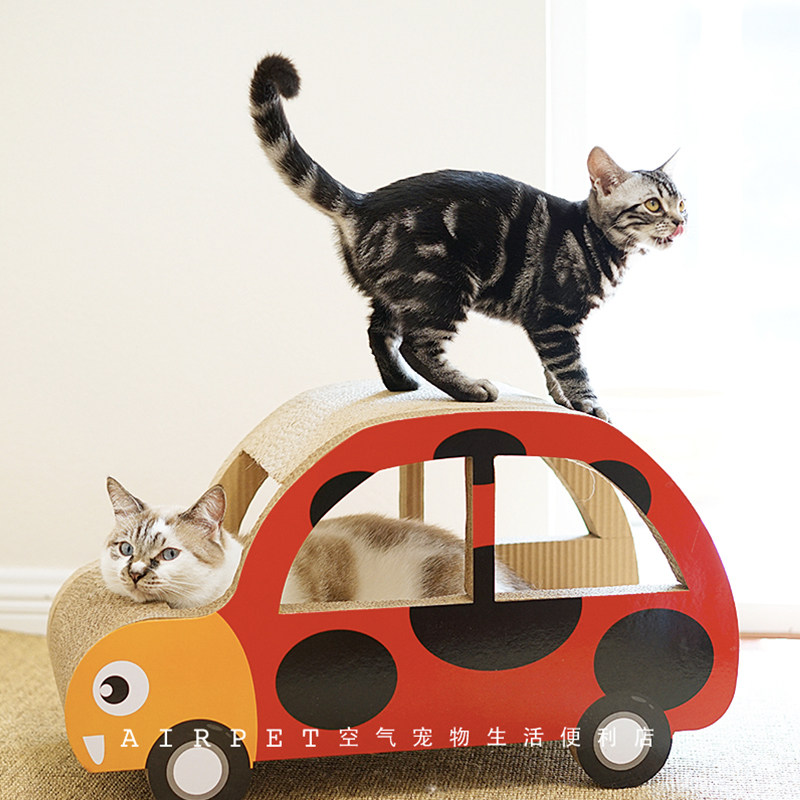 弯弯的月牙 日系月亮猫抓板客车汽车圆盘木马磨爪猫窝双层猫抓板