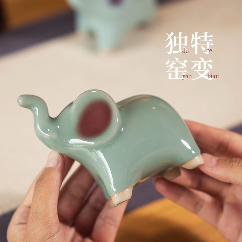 钧窑大象摆件五象财福桌面装饰品国风文创窑变高级感情侣结婚礼物