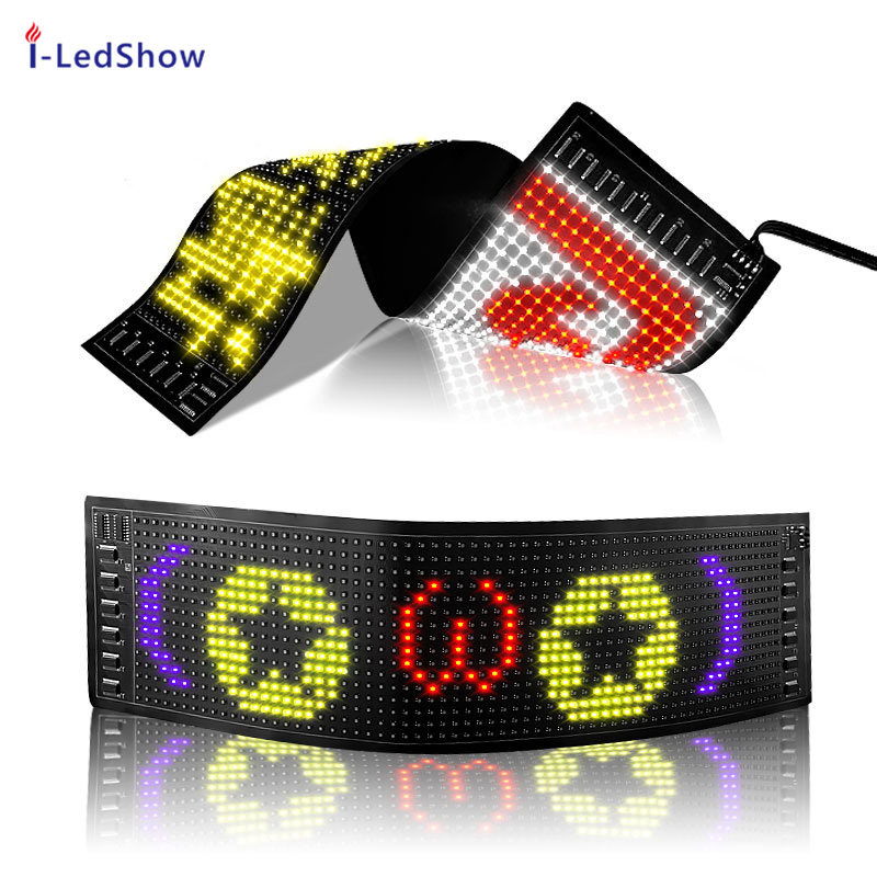 柔性LED显示幕车载后窗超薄屏幕 全彩滚动走字像素屏折叠广告软屏