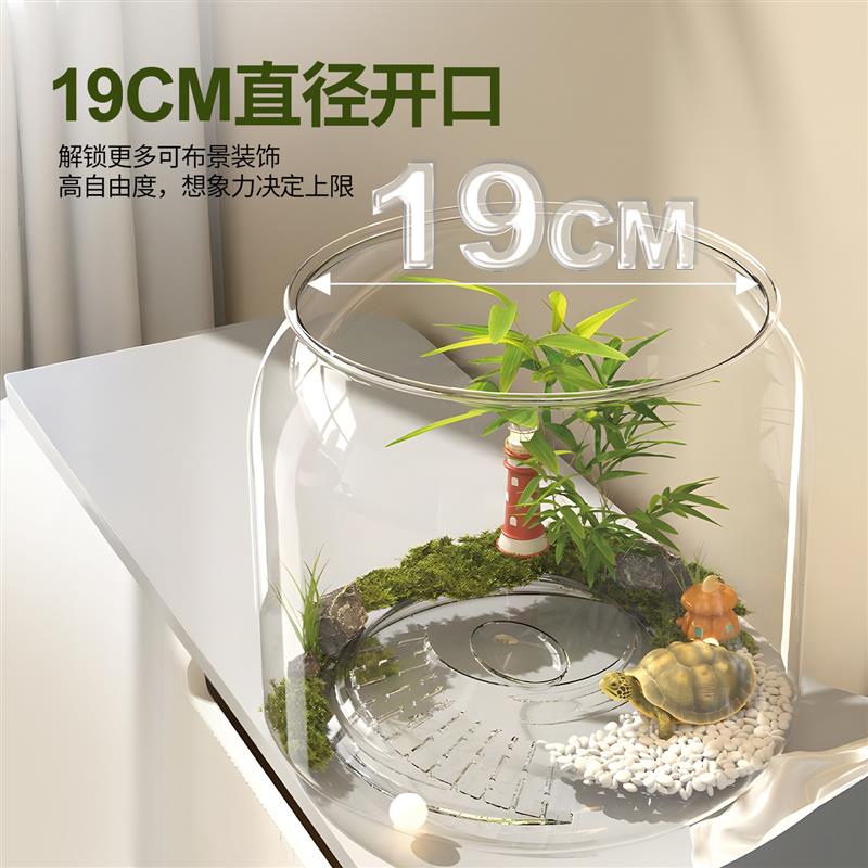 养乌龟专用缸家用饲养缸新款生态造景带爬台桌面巴西草龟缸塑料箱